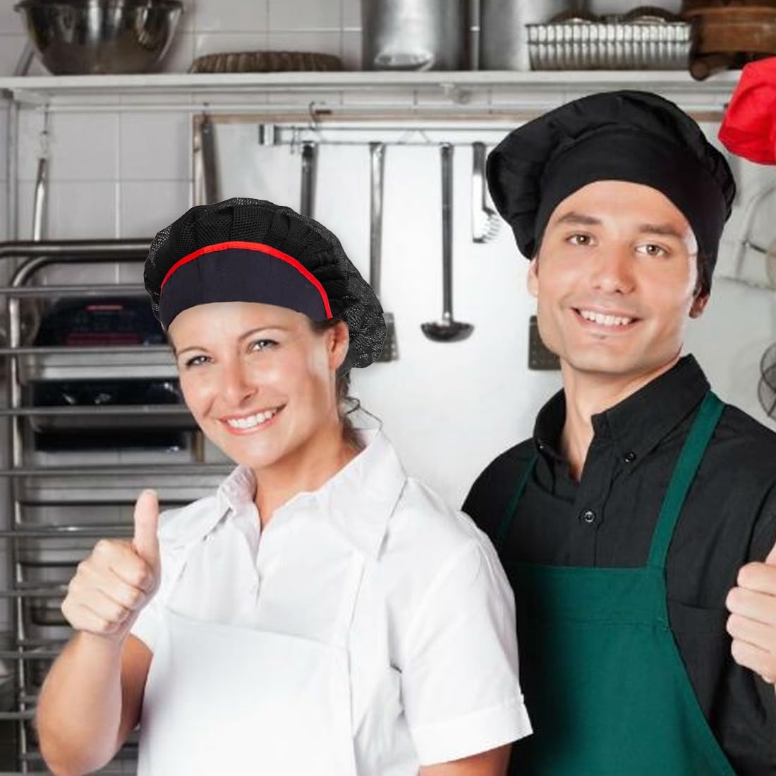 Lot 3 Toques De Cuisinier Noires Maille Respirante – Chapeau Chef Réglable Cuisine