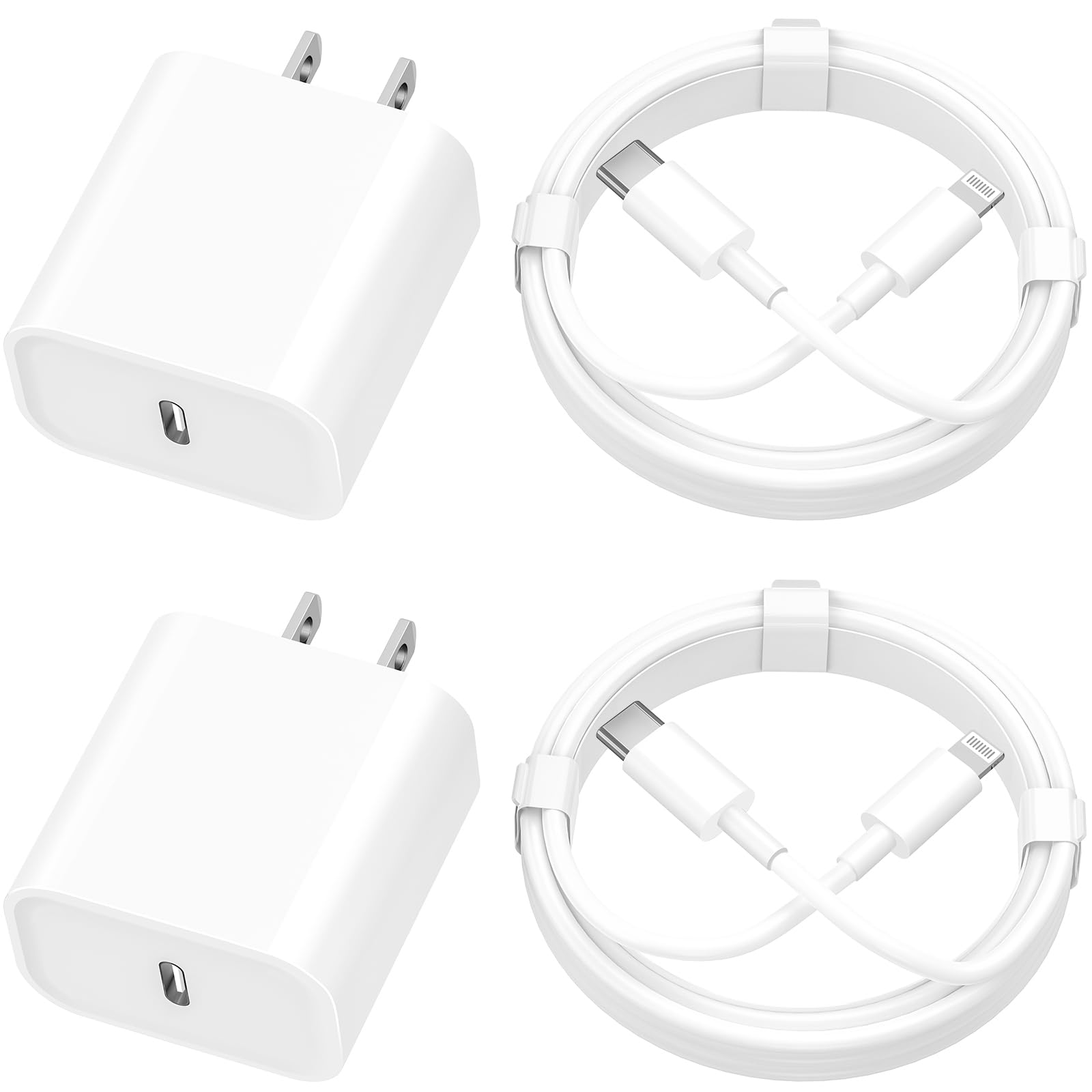 [Apple MFi Certified] iPhone Charger Fast Charging, Linocell 2Pack 20W USB C Wall Charger Block Type C Chargers with 6FT Type C to Lightning Cable for iPhone 14 13 12 11 Pro Max XS Max XR X 8 SE iPad