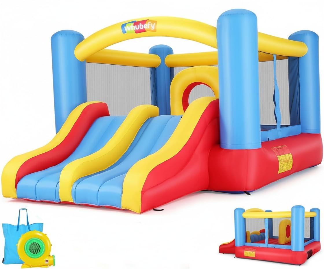 Castello gonfiabile per bambini da 3 a 6 e 8 a 12 grandi, 384 x 274 cm, con ventilatore, doppio scivolo, per interni ed esterni, per feste