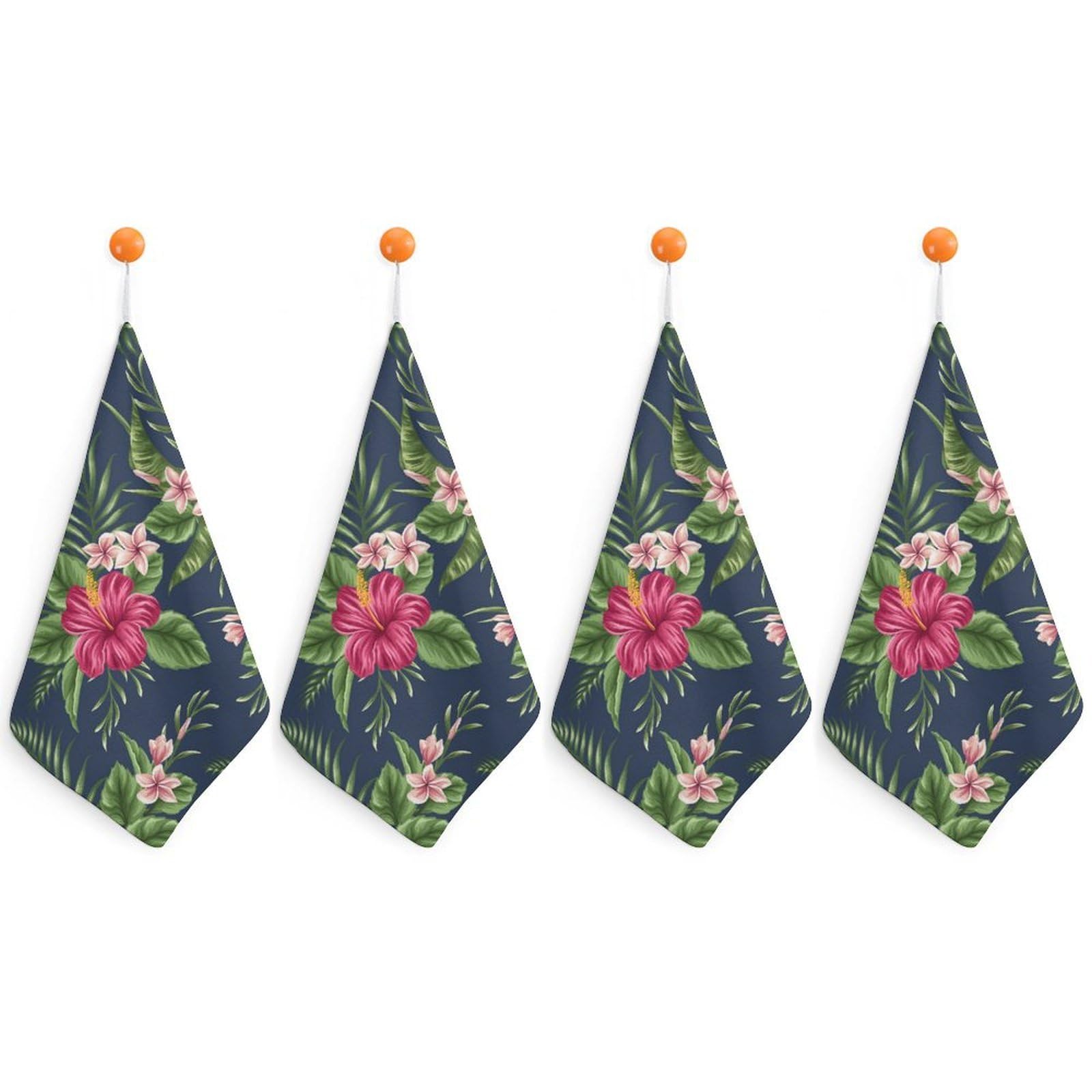 LWORZIIB 4 Piece Hanging Hand Towels, Flower Small Dry Hand Towel for Kitchen Bathroom