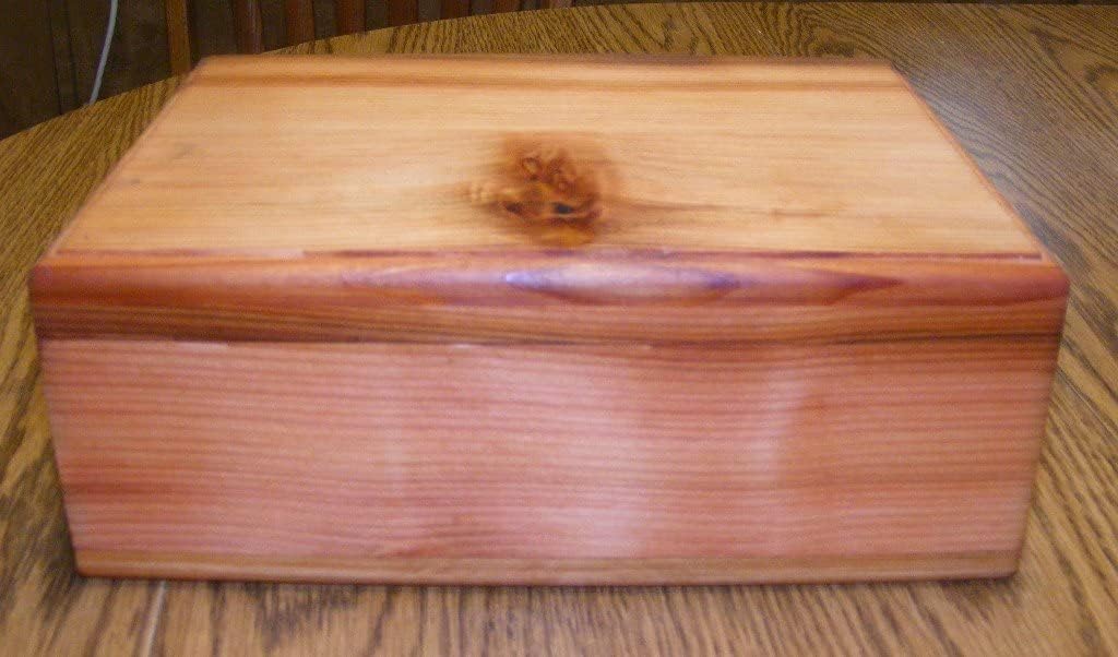 Cedar Keepsake Memory and Treasure Box or Storage Box - Size 10.25 x 8.75 x 4 (9.25 x 7.75 x 3 inches inside dimension) s (Red Velvet Lining + Latch)