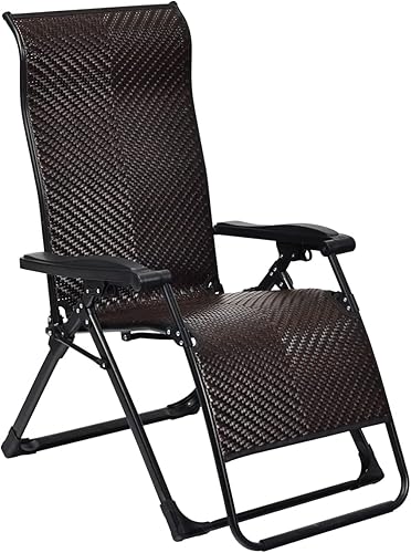 RELAX4LIFE Zero Gravity - Silla reclinable plegable de mimbre de polietileno para patio con sistema de bloqueo y reposabrazos amplios, silla