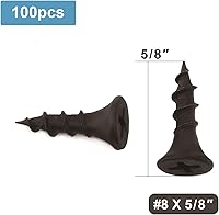 Vista 43 de Tornillo de madera #8 x 3/4 pulgadas 100 piezas, recubierto de fosfato negro, acero inoxidable, cabeza plana, cola de milano, autorroscante, rápido