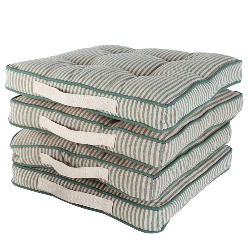 Dibor Dining Chair Seat Pad Set of 4 Sage Green Striped Chair Cushions โ image 1