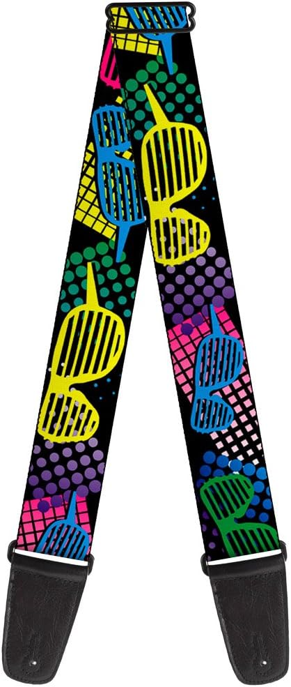 Buckle-Down Guitar Strap Eighties Shades Black Neon 2 Inches Wide