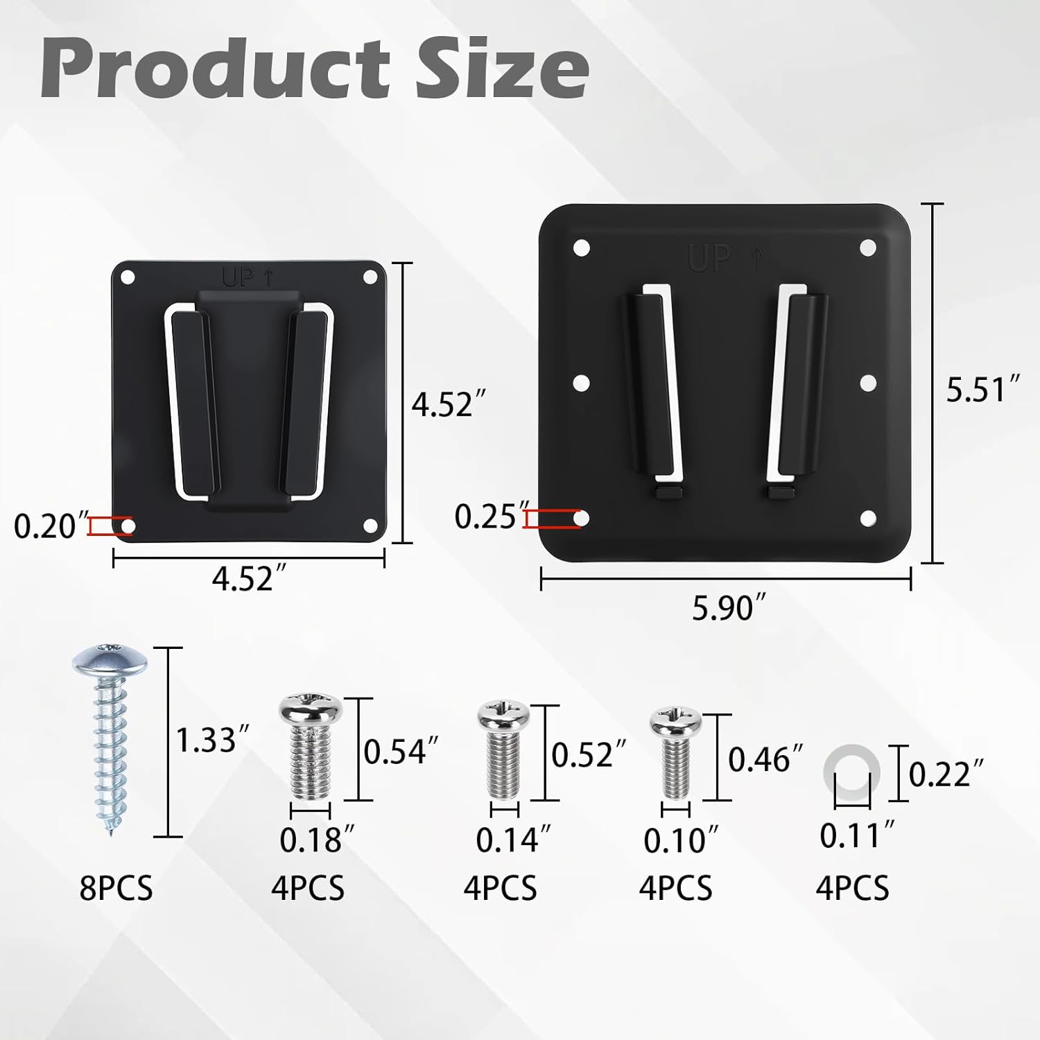 Anti-Rust Quick Release RV TV Mount, Plastic Polymer, VESA 100x100mm, for Screens up to 43 inches and 30 lbs, Low Profile Wall Bracket, for Camping, Truck, Movie Night, 2 Wall Plates 1 VESA Bracket