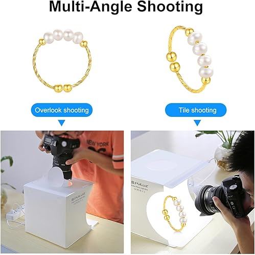 Miniatura 13 de PULUZ - Mini caja de estudio fotográfico, 20 cm, portátil, kit de tienda de campaña de luz para fotografía, luz blanca plegable, caja de luz con 20
