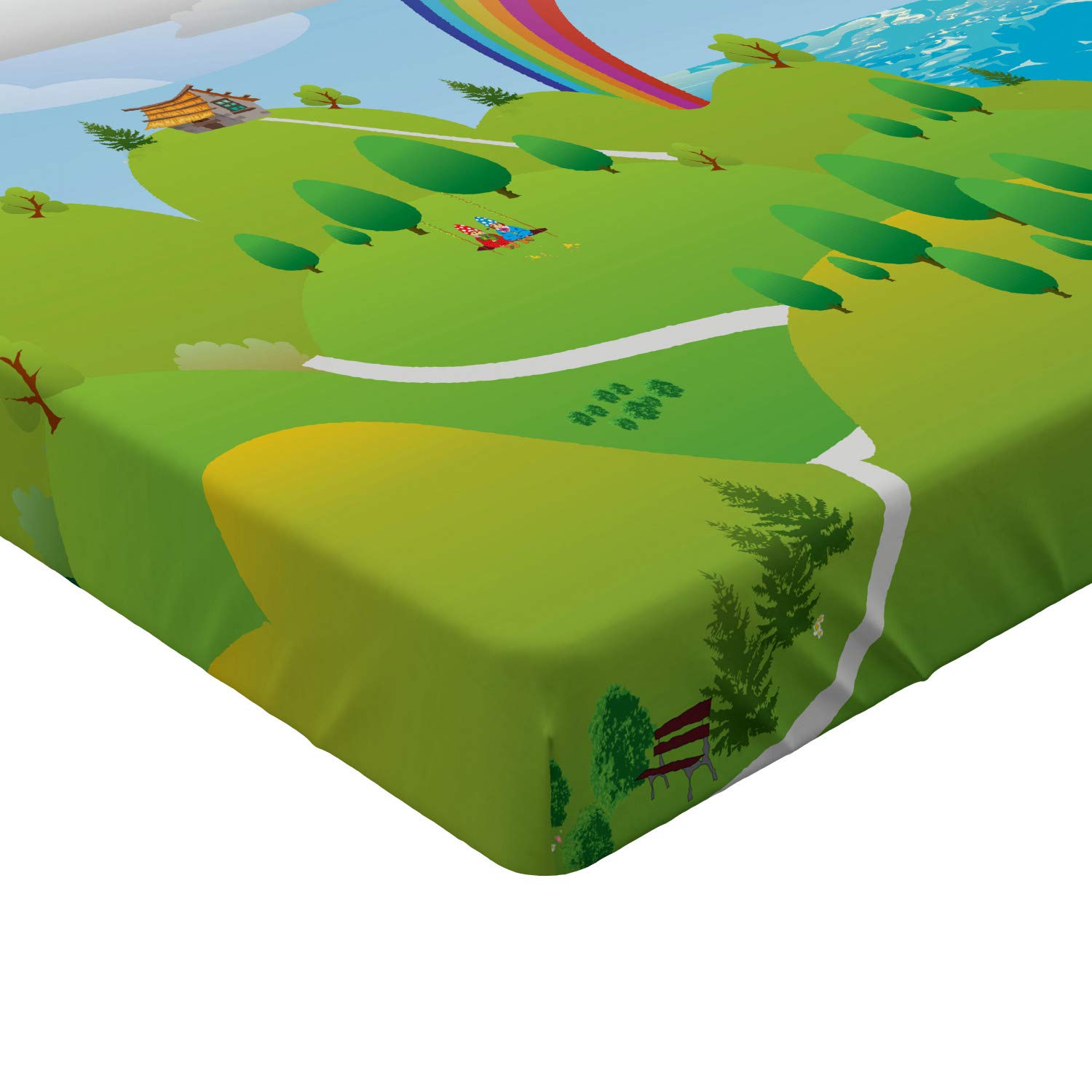ABAKUHAUS Psichedelico Lenzuolo con Angoli, Arcobaleno Splash, Morbido