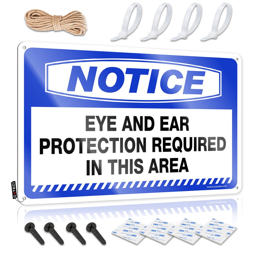 Mwfkkaddb One Color Wall Signs Notice Eye And Ear Protection Required In This Area Tin Sign Funny Tin Sign Metal Signs For Bar(30X40cm)