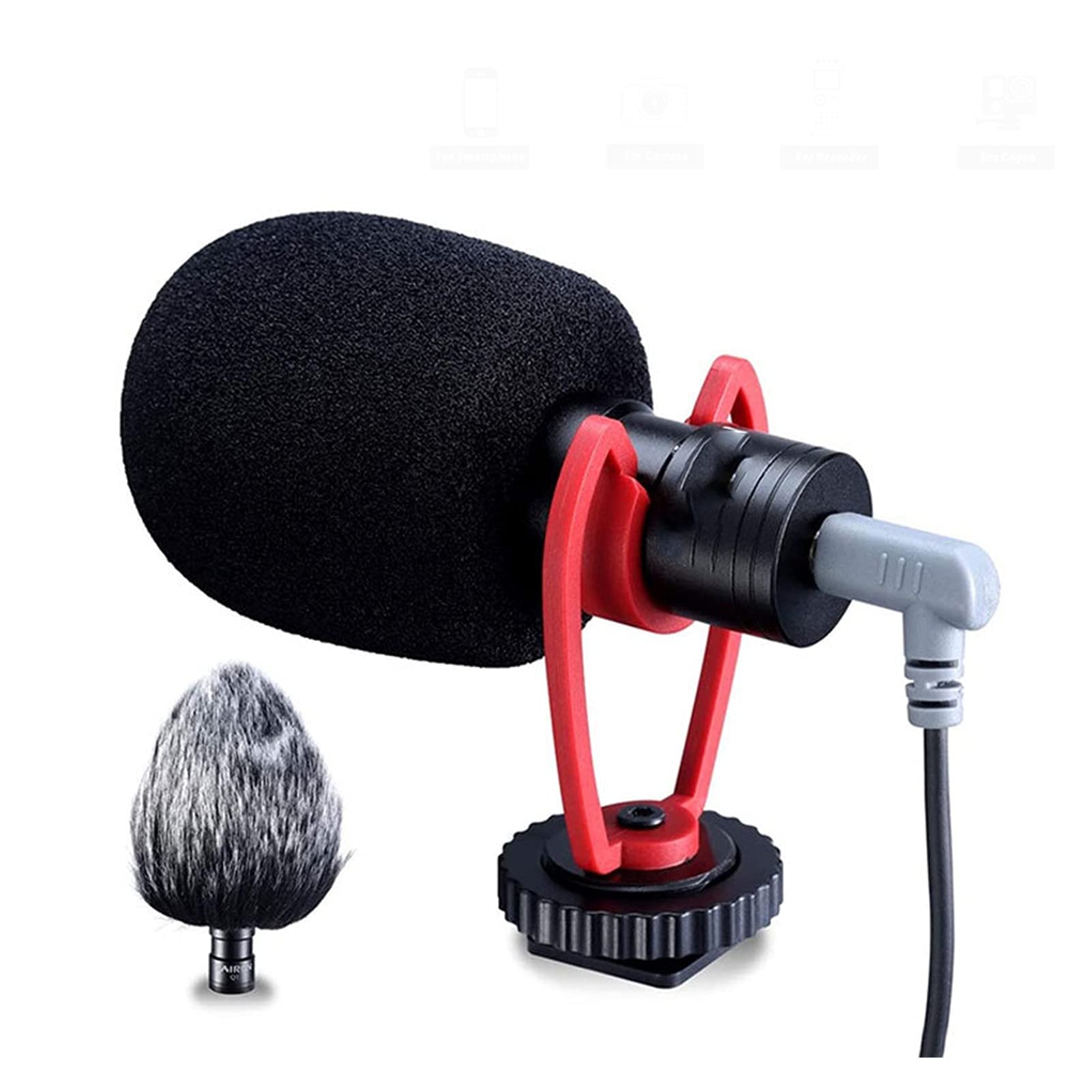micrófono VM-Q1 Escopeta Video Micrófono en la cámara Mini Condensador Record Entrevista Vlog Mic por teléfono DSLR Osmo Pocket Mobile (Color : Vlog Kit 2)