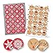 SET 4 x 24 Weihnachtsaufkleber rot weiß schwarz FROHE WEIHNACHTEN + SCHNEEFLOCKE Aufkleber Geschenkaufkleber Verpackung 4 cm Weihnachtsgeschenke retro vintage Sticker Geschenkverpackung Deko