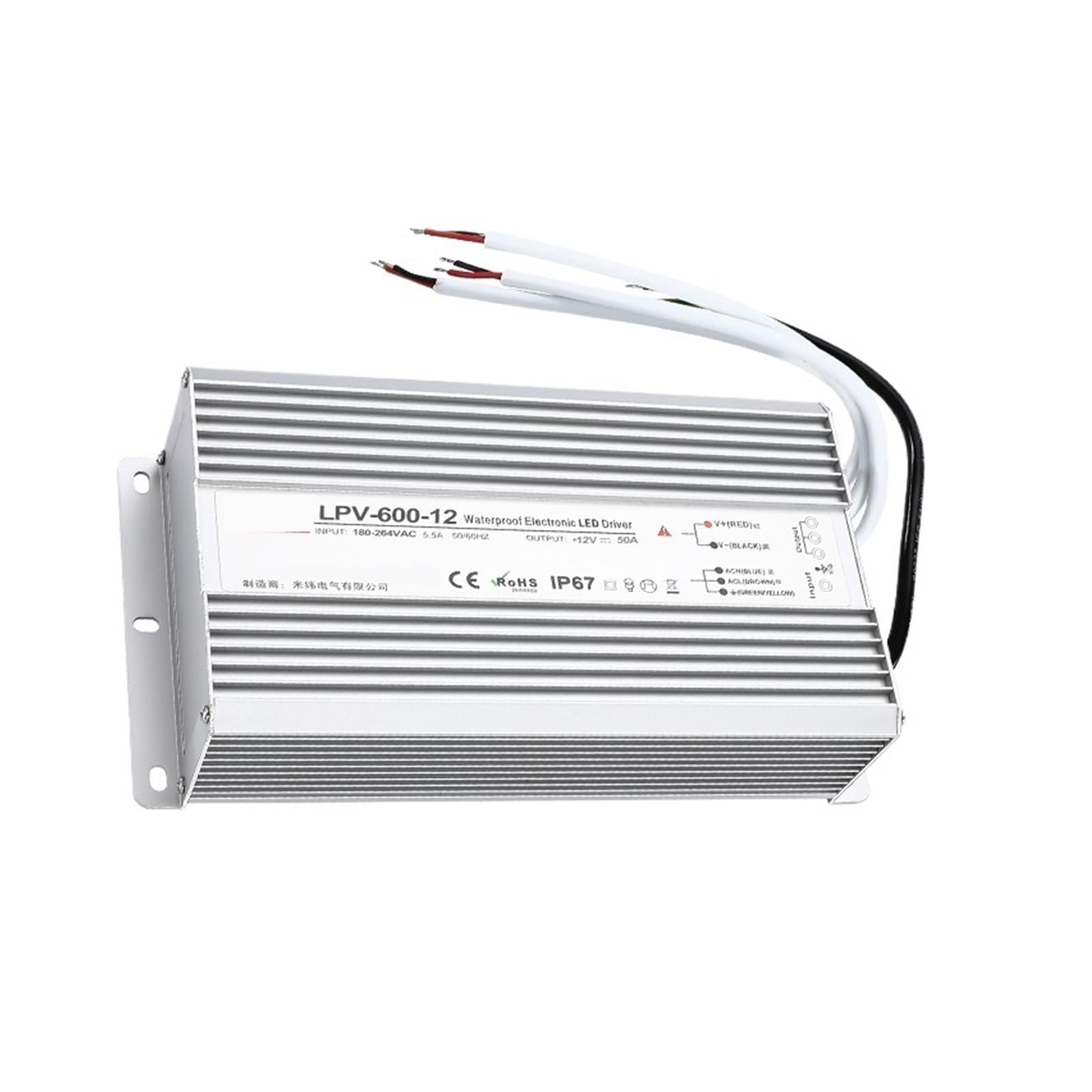 ANERTQUIH LPV-Series IP67 Waterproof Switching Power Supply 600W 180-263VAC AC to DC 12V 24V 36V 48VDC