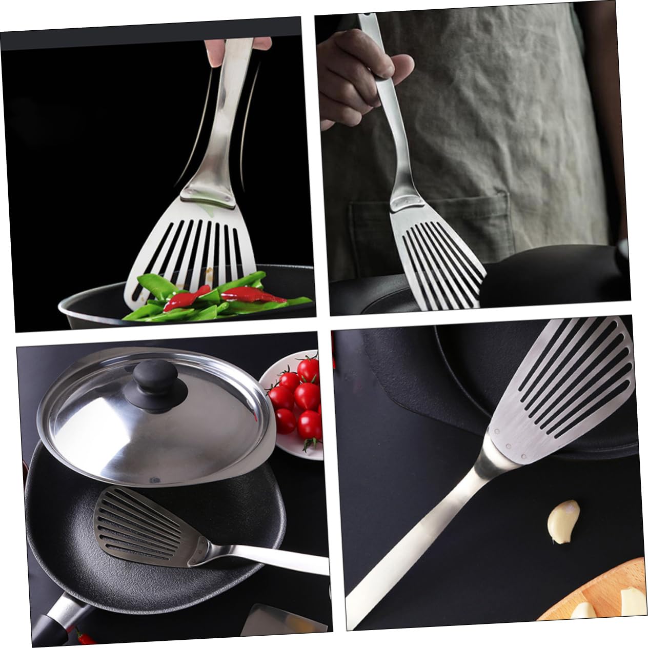 Alipis 3 Piezas Espátula De Cocina De Acero Inoxidable Panqueque De Cocina Volteador Ranurado Espátula para Panqueques Espátula De Pescado Antiadherente Bife Acero Inoxidable 304 Silver
