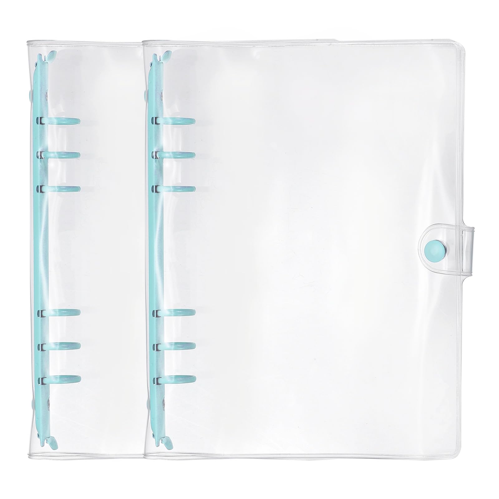 PATIKIL A5 6-Ring Binder Cover, 2Pcs Transparent PVC Notebook Binder Soft Clear Binder Protector Refillable Shell with Snap Button Closure for DIY Office Travel Planner, Blue — image 1