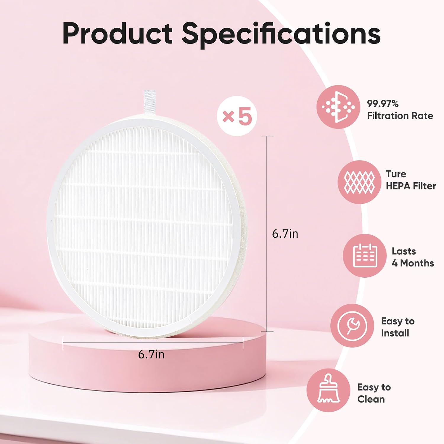 5 Pack Nail Dust Collector Filters Compatible with Melody Susie Dust Collector, Models SPro/ XC320J, Filters 99% of Nail Dust, Reusable & Easy to Clean