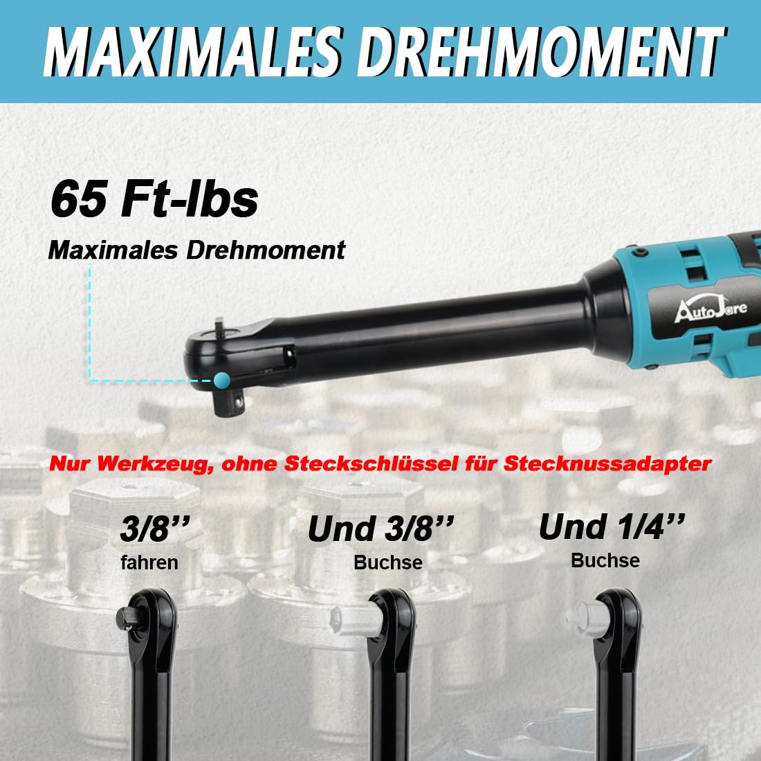 3/8" Akumulatorowy klucz z grzechotką Kompatybilny z baterią Makita 18V 15CM Elektryczny klucz z grzechotką 65 Ft-lbs Bezprzewodowy klucz z grzechotką z diodami LED (bez baterii)