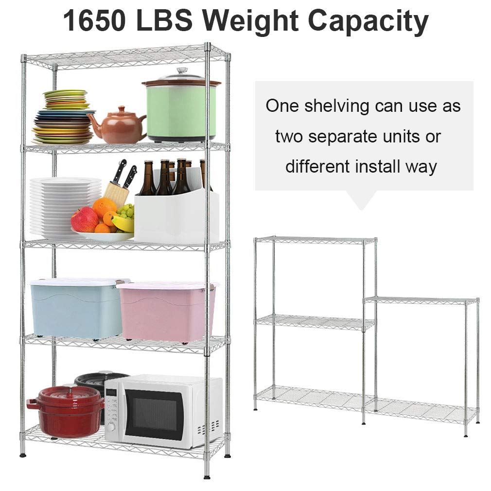 Buy 5 Tier Storage Shelves Metal Wire Shelving Unit Height Adjustable