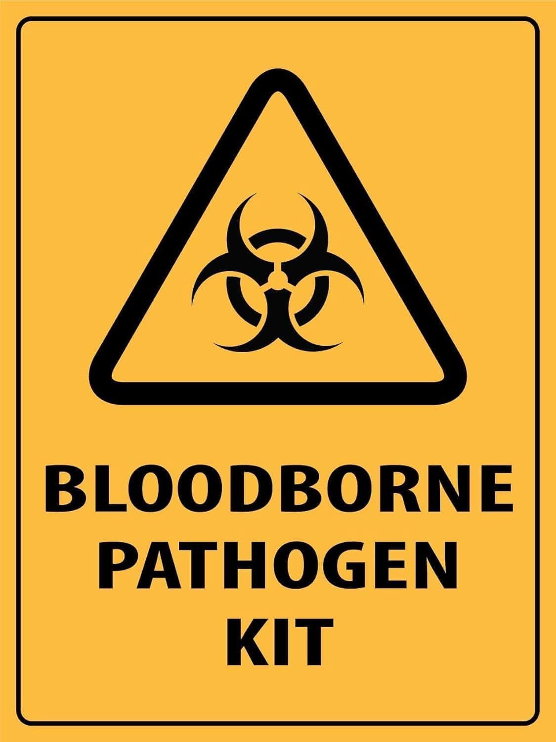 (2-Pack) Metal Tin Sign Metal Sign Caution Bloodborne Pathogen Kit Sign Caution Danger Safety Security Warning Notice Signs IndoorOutdoor Use 8 X 12 Inch