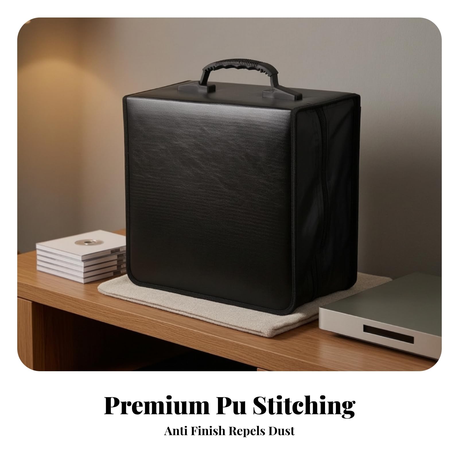 Porta DVD con Cerniera in Finta Pelle