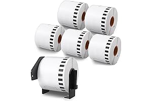 Label KINGDOM Compatible for Brother QL-1110NWB Label Printers (6 Rolls + Refillable Cartridge)