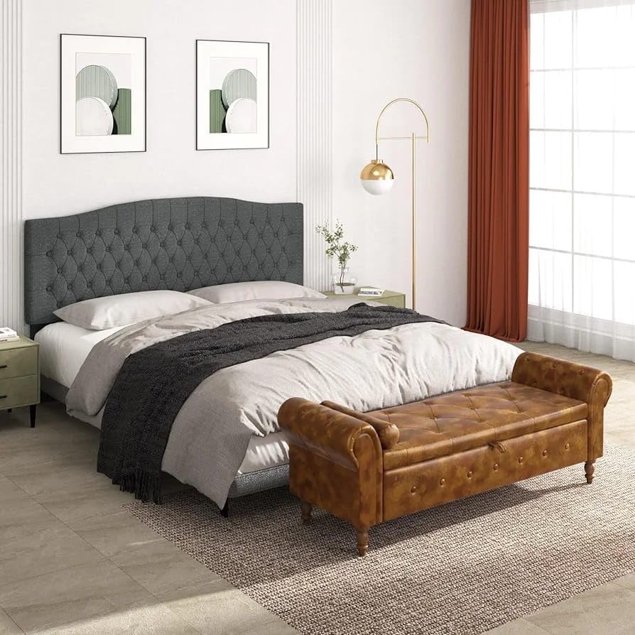 Image of LEGACY OF COMFORT F4 Velvet Upholstered Storage Bench 2 Seater Sofa Chaise Lounger or Living Room Bedroom Office (Brown)