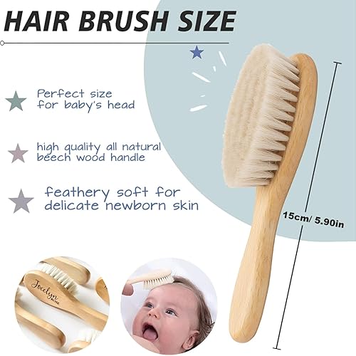 Miniatura 2 de Cepillos de pelo personalizados para bebé, grabado personalizado, nombre infantil, cepillo de madera para recién nacido, cepillo de peine, cerdas de