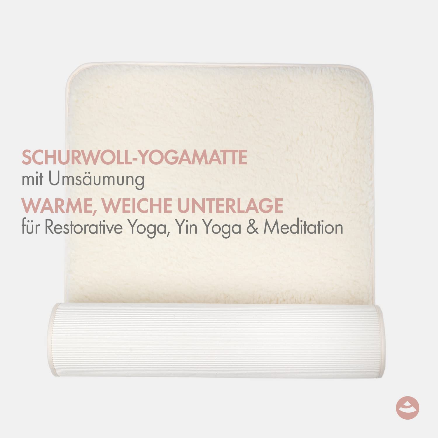 Tapis de yoga Premium (avec bordure de coton) en laine vierge pure (1200 g/m²) | 100% laine vierge de mouton à poils longs (issue de moutons vivants) | Doux & Isolant | VISHNU 90P | 200 x 90 cm