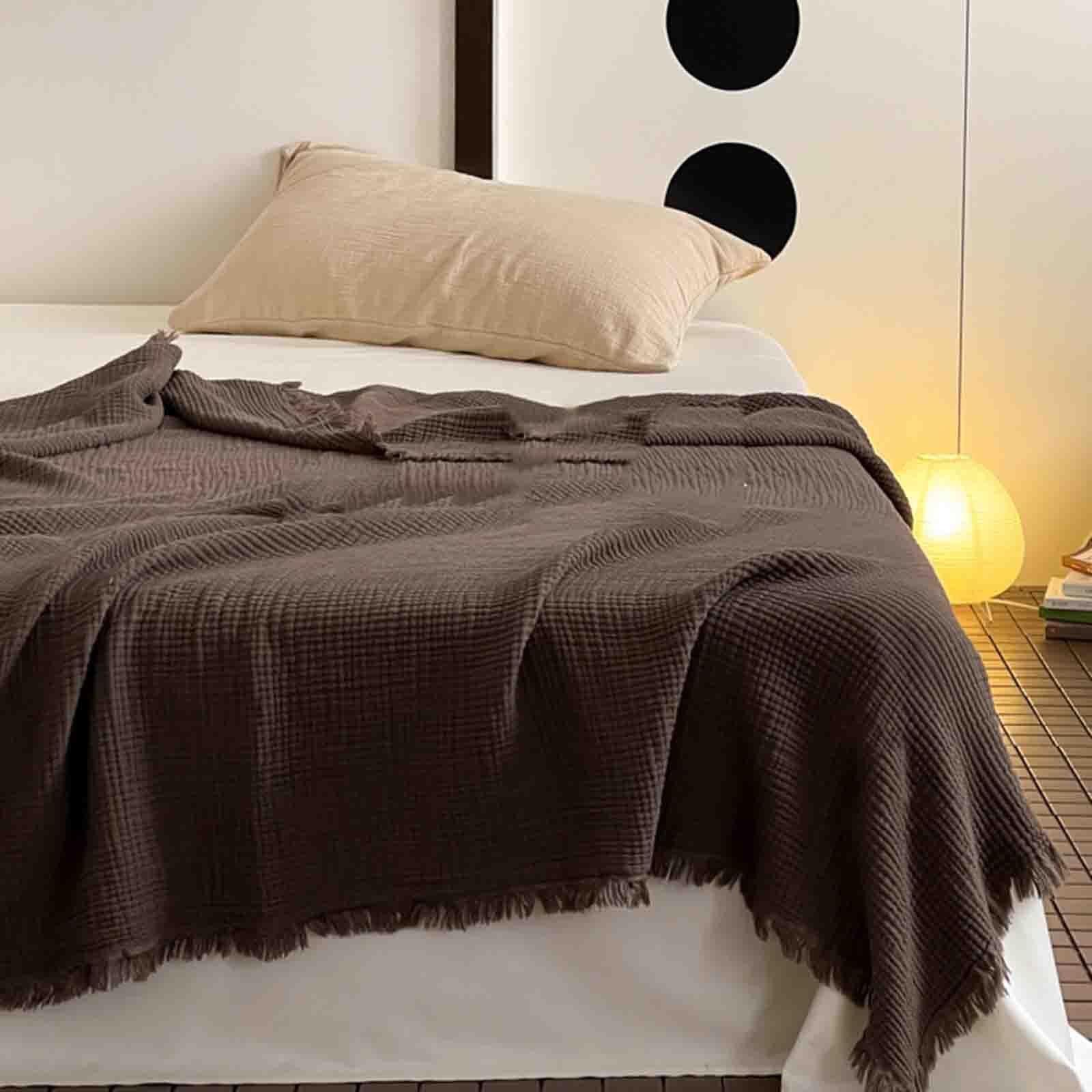 JUSHZ Batamanta Mujer Cobija Plaid Cama Manta Sofa Blanket Algodon Suave Algodón Peinado De Fibra Larga Suave Cómodo Y Transpirable (Brown,100x150cm)