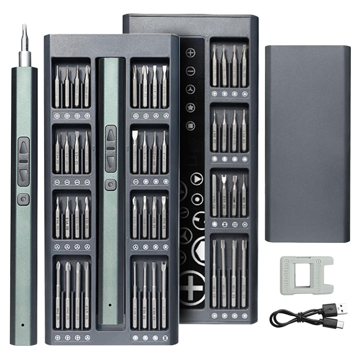 EFAITHFIX Mini Electric Screwdriver 66 in 1 Precision Screwdriver Set Rechargeable Cordless Precision screwdriver Kit 64 Magnetic Bits
