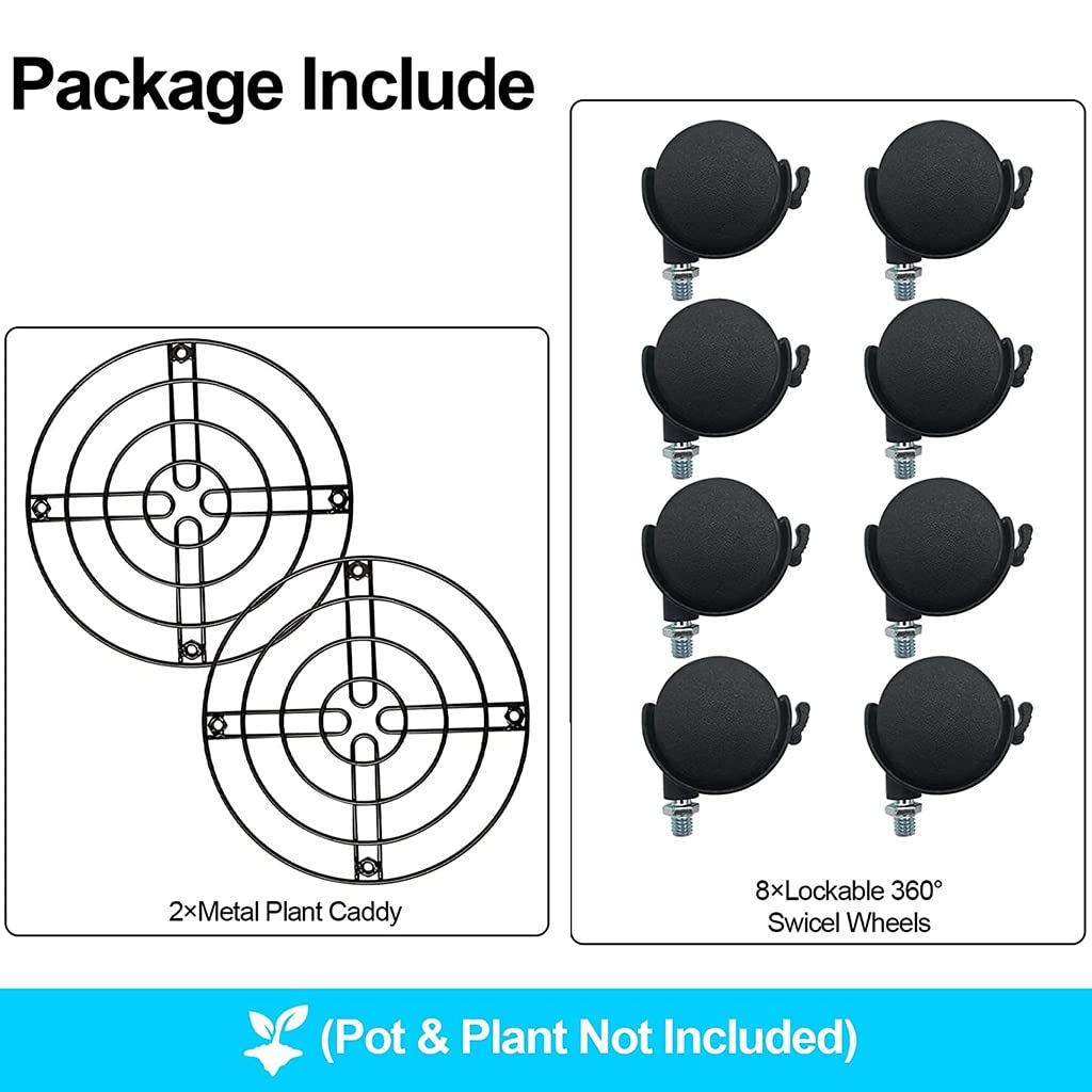 Chariot pour Plantes Paquet de 2 Chariots à roulettes verrouillables sur Support