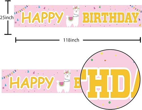Miniatura 2 de Cartel de llama alpaca con texto en inglés «Happy Birthday» de color rosa, bonito telón de fondo para decoración de patio, niña, niño, princesa,