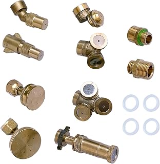 CLICIC 10 Pack Brass Misting Spray Nozzle Set, Durable Copper Material Spray Nozzle for Greenhouse, Landscaping, Dust Control, Outdoor Cooling, Fits Backpack and Electric Sprayer