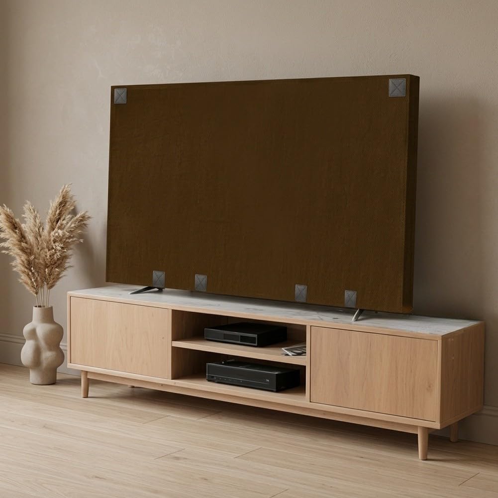 Cubierta de fieltro marrón para pantalla de TV con correas inferiores para televisores de plasma LED de 55, 65, 75 pulgadas, a prueba de polvo, resistente a los arañazos (75 pulgadas)