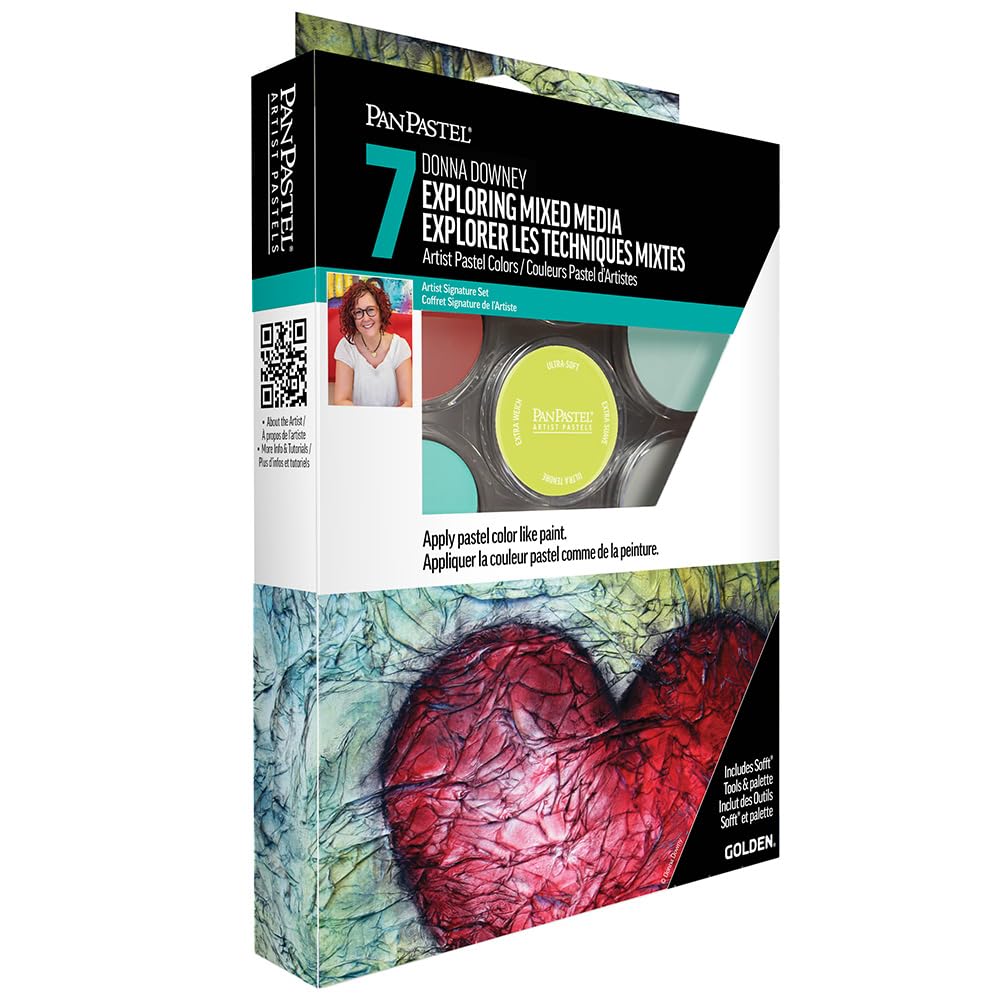 Artist Pastels by GOLDEN, Exploring Mixed Media I - Donna Downey Set, 7 Color, Professional Artist Pastels, Unique Pan Format (cake-like)