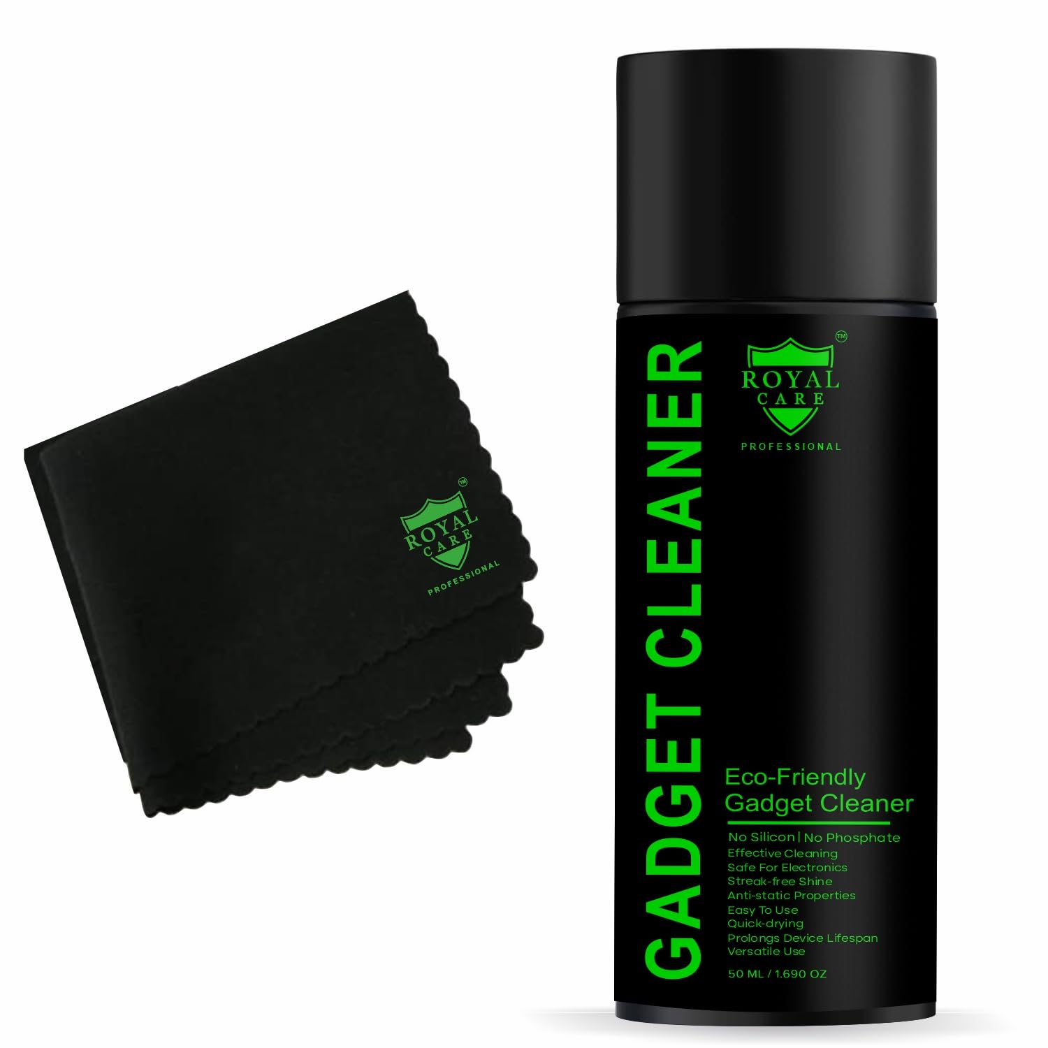 Royal Care Gadget Screen Cleaner Liquid 50 ML + 1 Lens Cleaning Cloth for All Screen Laptop TV Monitor Smartphone/Tablet Camera Lens Binocular