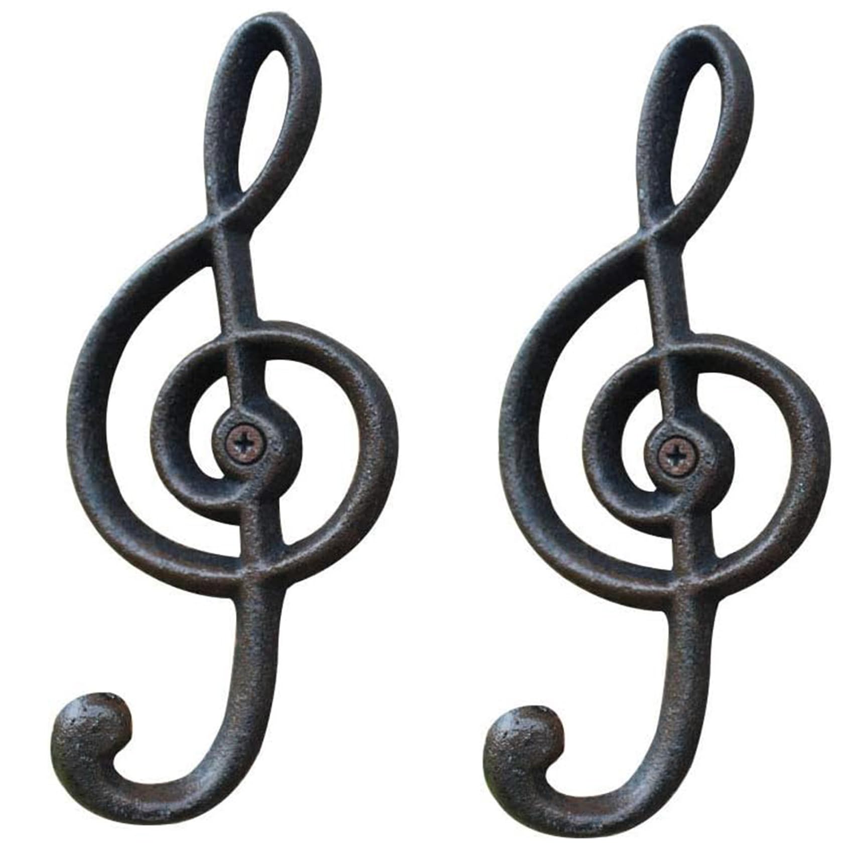 Hdtyyln 2 Pack Decorative Wall Hook, Music Note Wall Hooks, Black Cast Iron Single Hook for Home Kitchen Outdoor Garden Hanging Clothes Caps Bags
