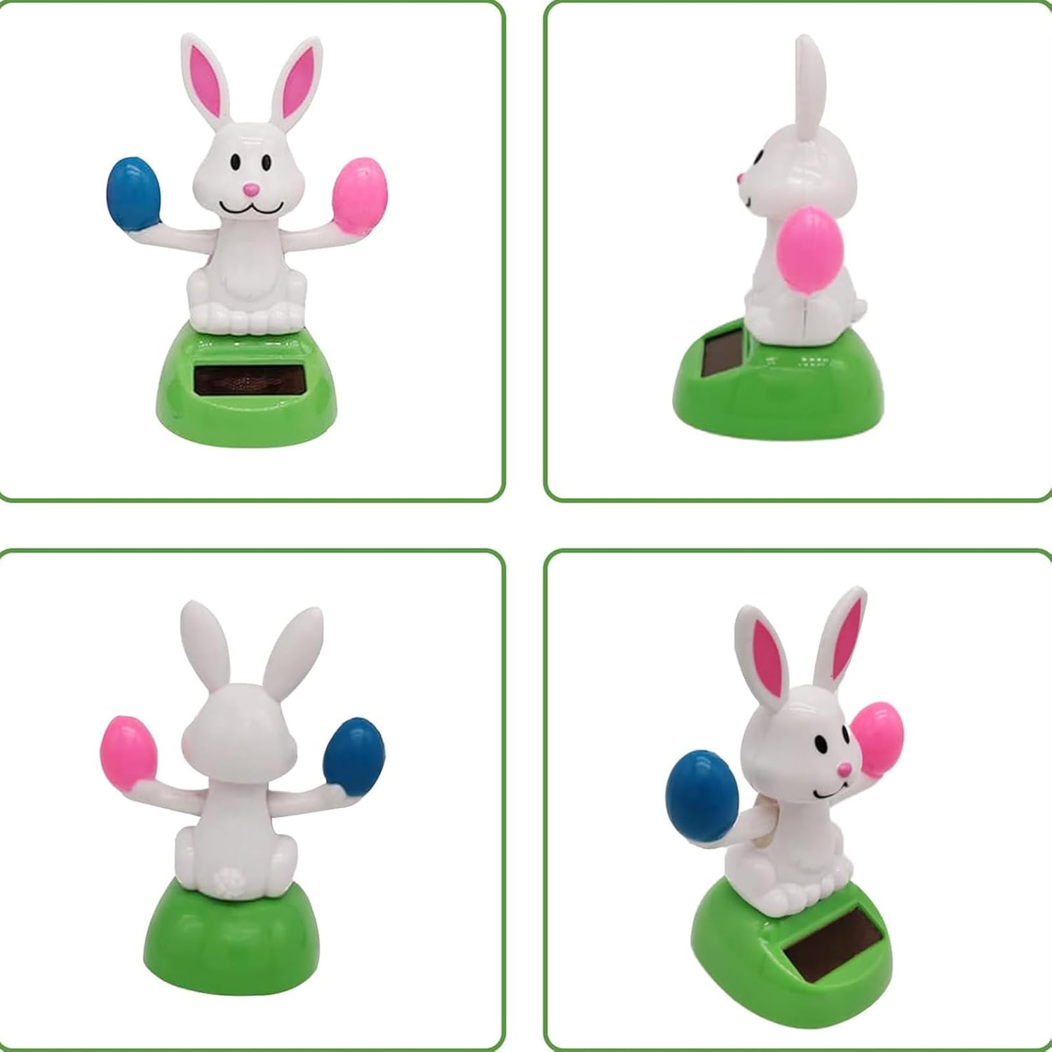 Solar Dancing Toys - Cute Bunny Eggs Solar Dashboard Toy for Car,Car Power Desk Decors, Wobble Figure Toy 4.33in for Bedroom Office