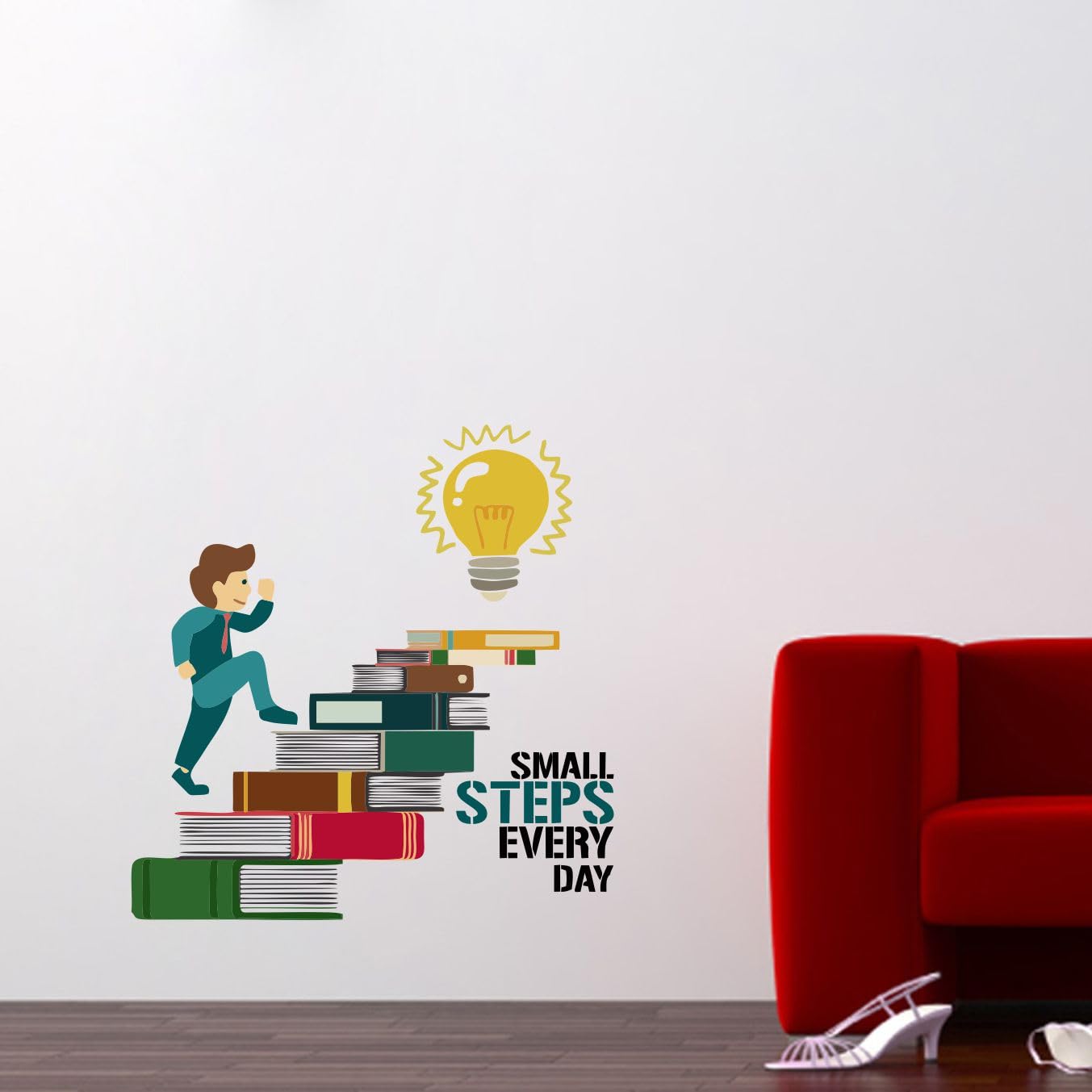 Decor Villa PVC Vinyl Small Steps Everyday 3D Big Size Wall Sticker for Living Room Kidsroom, Size: 38 Cm X 35 Cm, Multicolour, Pack of 1 (B0CQ89CX5N) Amazon Price History, Amazon Price Tracker