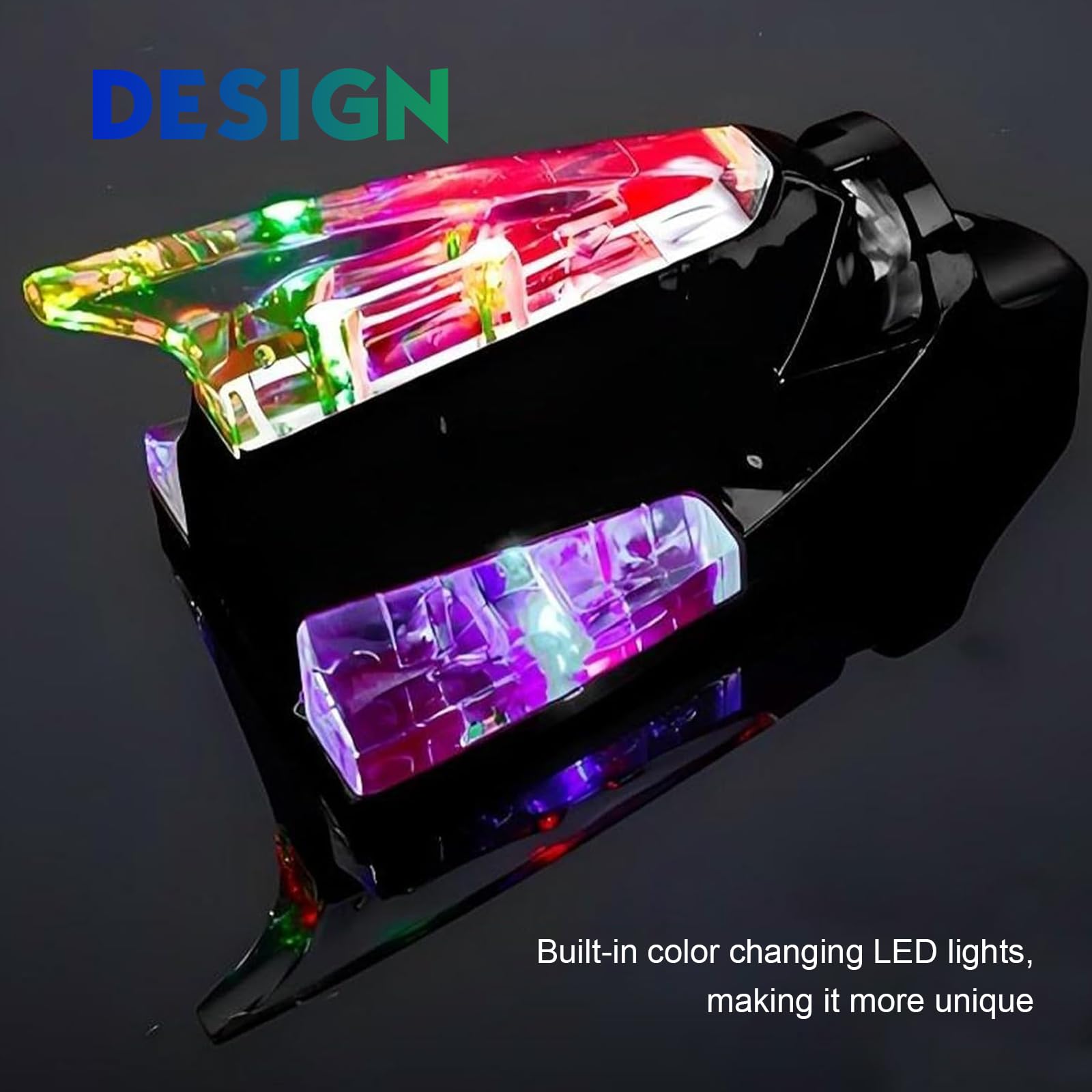 Glowing Car Roof Shark Fin Decor Cover, LED Wind Power Warning Flash Lamp, Self-Adhesive Auto Exterior Accessory, Universal for Most Cars (Black)