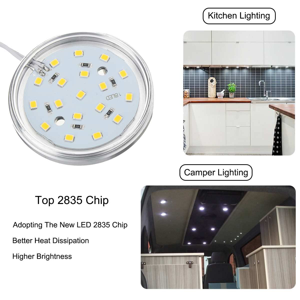 JUTTAUTO 6 Stück 12V LED Innenstrahler Campingwagen Deckenlampe Deckenlampe Dimmbar mit Fernbedienung Campingmobil Beleuchtung für T4 T5 Wohnmobil Wohnwagen Boot Yacht