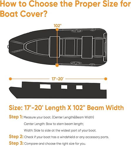 Miniatura 6 de NEVERLAND Funda para lancha impermeable resistente al agua, cubierta de lancha de pontón de grado marino, lona de poliéster remolcable para lanchas