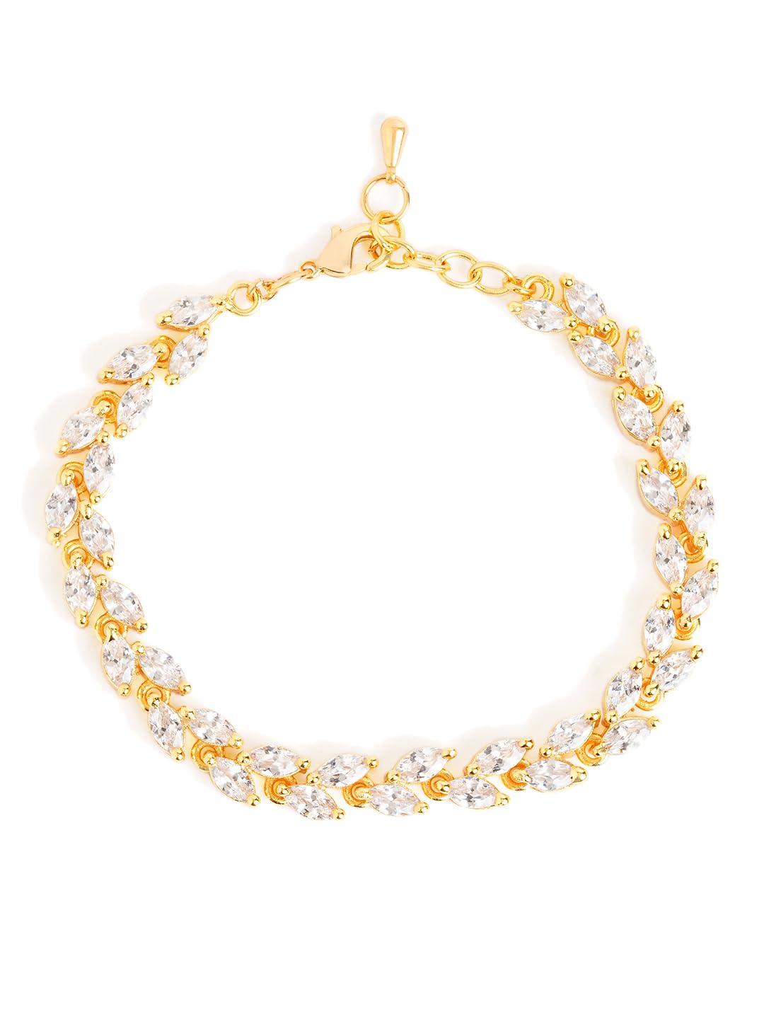 MINUTIAE 18kt Rose Gold Plated Double Line Marquise Shape Diamond Link Tennis Bracelet for Women & Girls (Gold) (B0CLLHLSM4) Amazon Price History, Amazon Price Tracker