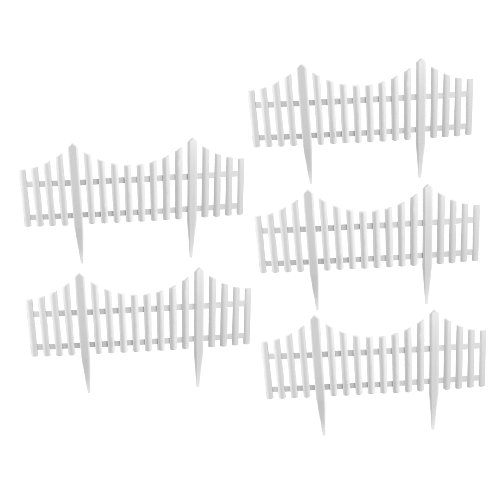 - Set di 5 recinzioni per aiuole, in plastica, Effetto Legno, Colore: Bianco