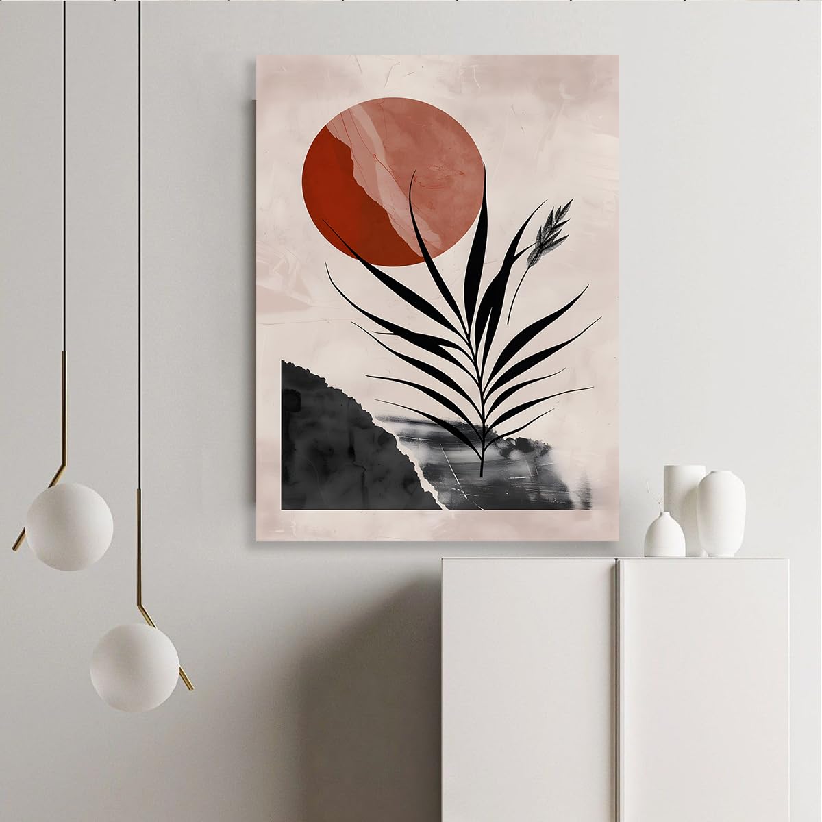 TOANGWALL Abstrakcyjna sztuka ścienna na płótnie i słońcu Czeska Roślina drukuj ścianę minimalistyczny plakat nowoczesna sztuka do wystroju salonu i sypialni 80 x 120 cm