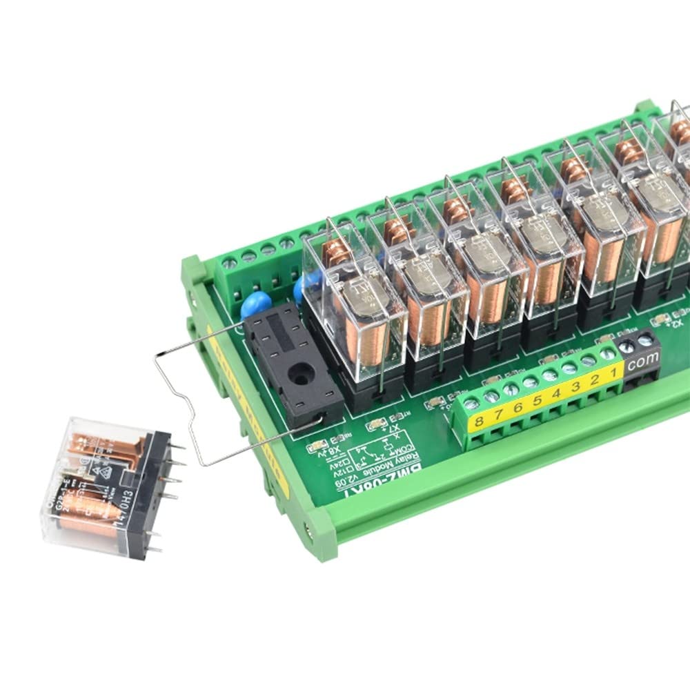 Módulo de relé, CC 24 V, módulo de relé extraíble aislado de 8 canales, módulo de relé optoacoplador, placa amplificadora de señal PLC, riel DIN de 35 mm