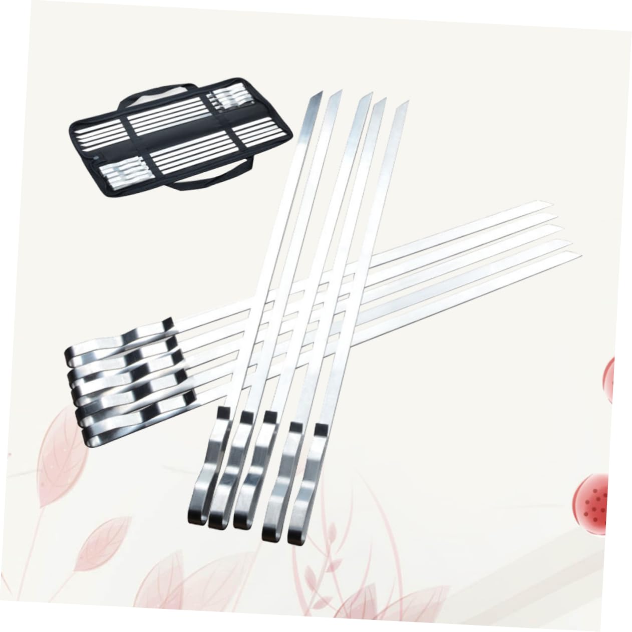 VICASKY Set di 10 spiedini piatti per barbecue e grigliate, robusti e durevoli per carne e verdure
