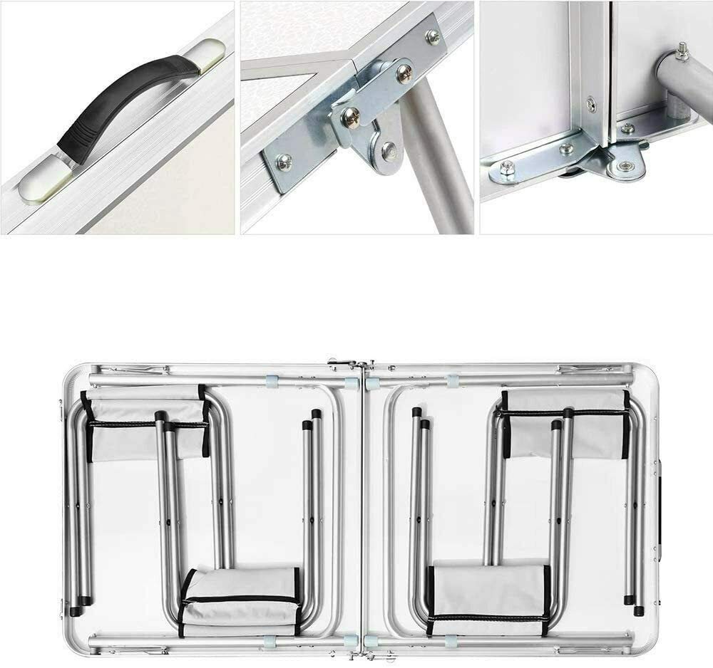 Tavolo da campeggio pieghevole in alluminio, regolabile in altezza, tavolo da giardino portatile, multifunzione, 120 x 60 cm, per balcone, terrazza e patio