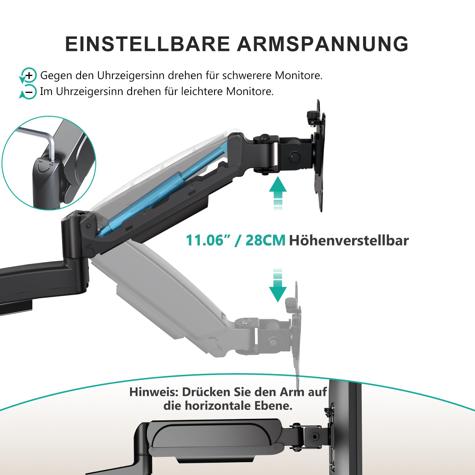 WALI Monitorhalterung 3 Monitore,Triple Tischhalterung mit Gasfederarmen für Bildschirme bis 32 Zoll, Bildschirmhalterung 3 Monitore VESA 75x75/100x100mm (GSDM003),Schwarz