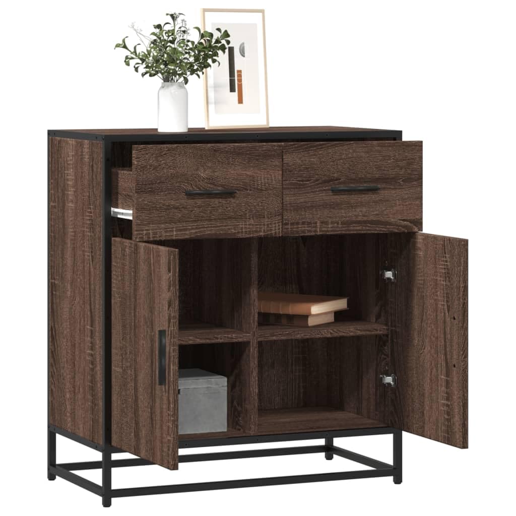 Credenza marrone effetto rovere, 68 x 35 x 76 cm, in metallo