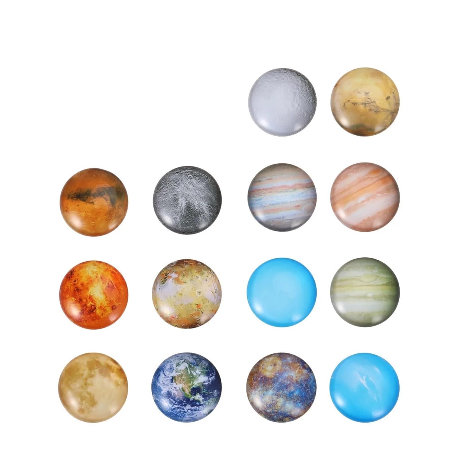 Glass Magnets 14Pcs Planet Refrigerator Magnets Glass 30mm Flexible Design For Whiteboard Fridge Locker Decor